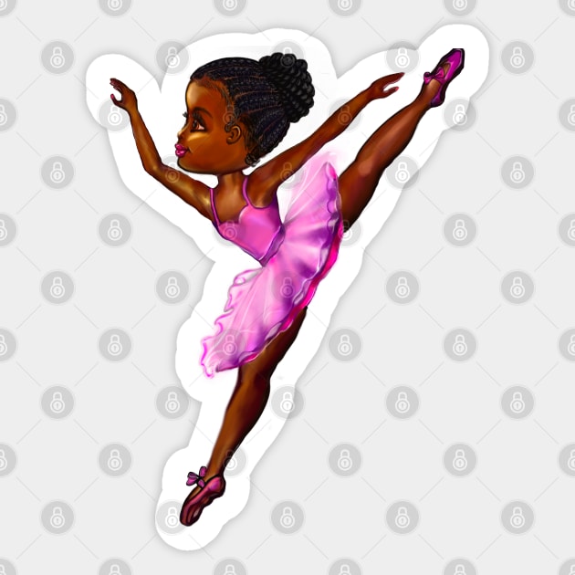 Black ballerina girl with corn rows ! beautiful  black girl with Afro hair and dark brown skin wearing a pink tutu.Hair love ! Sticker by Artonmytee